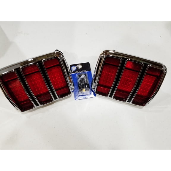 United Pacific FTL6411LED-2A 1965-66 Ford Mustang LED Tail light Set/Pair with Flasher