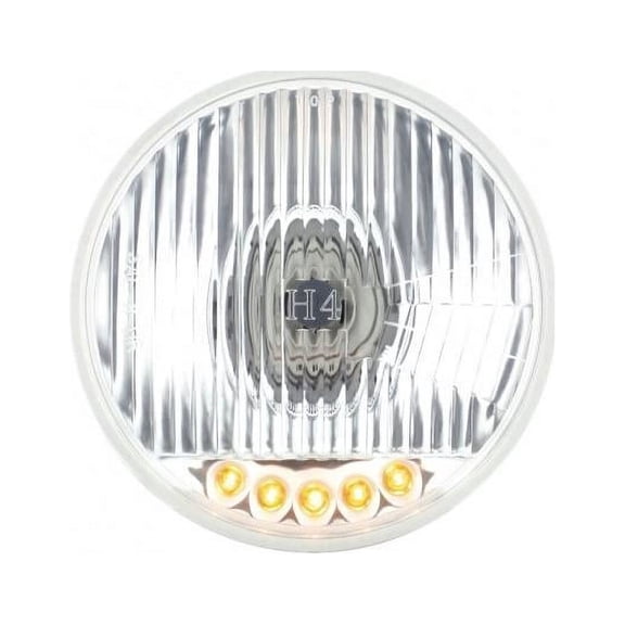 United Pacific S2005LED ULTRALIT 5 Crystal Halogen Headlight w/5 LED Position Lights, Glass Lens, Chrome Metal Reflector ONE Headlight