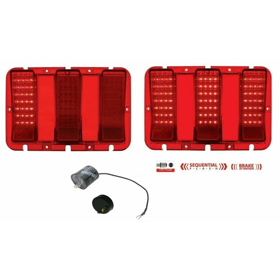 United Pacific Sequential LED Tail Light Set With Flasher 1967-1968 Ford Mustang