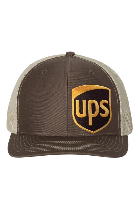 United Parcel Service Official Style Color Richardson 112 Snapback Trucker Embroidered Patch Front Side Patch Brown Knaki Baseball Cap Hat 6 Panel