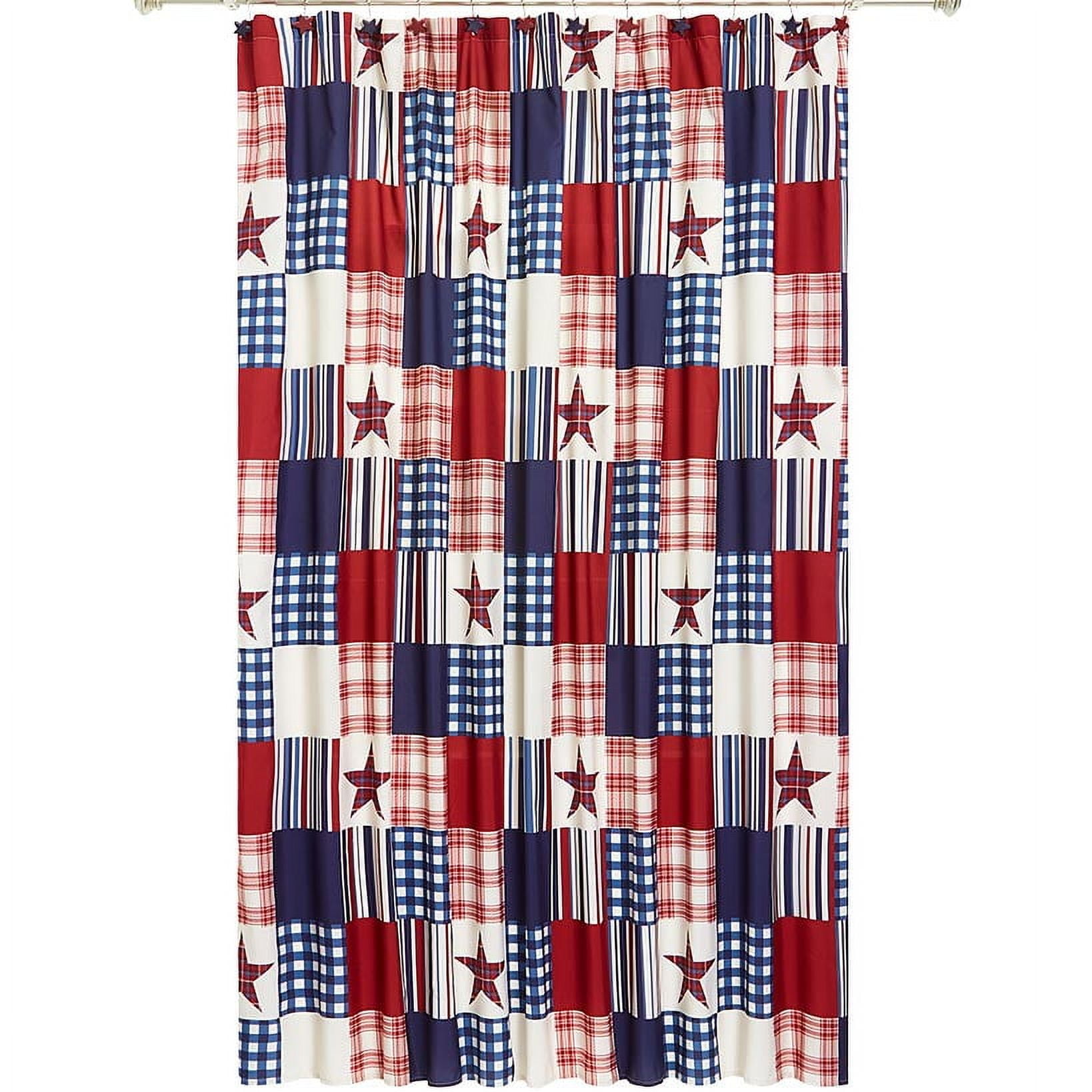 Patriotic Red, White, and Blue Polyester Shower Curtain