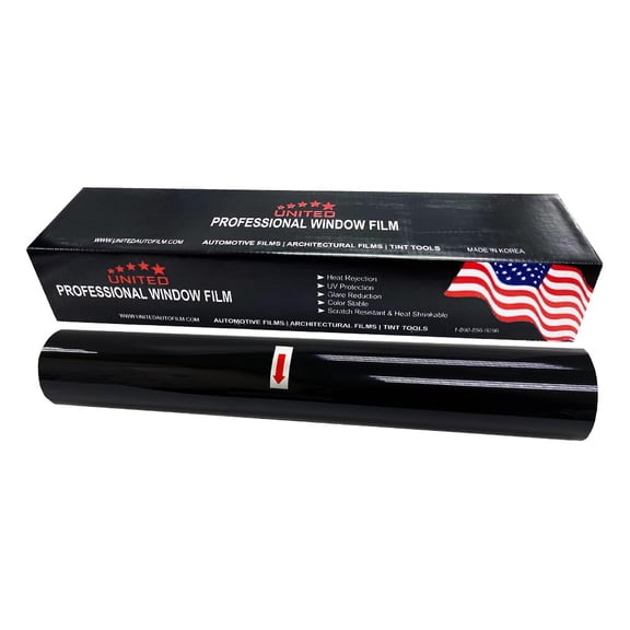 United Professional Dyed Window Tint 20% VLT, 24" x 100'Ft Adhesive Film, Privacy UV IR Protection for Car Home, Heat Glare Reduction, Black