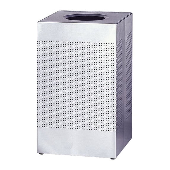 United Receptacle 30% Recycled Hinged Top Receptacle, 29 Gallons, 30" x 18 3/4", Stainless Steel