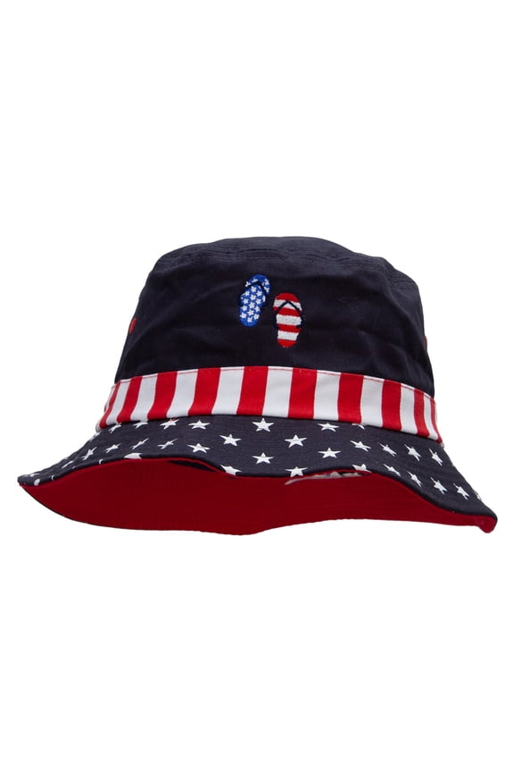 United Sandals Embroidered USA Flag Bucket Hat - Flag L