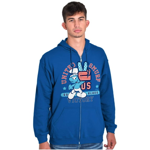 United Smurf Americana Varsity Unisex Plus Size Zip Hoodie Brisco Brands 3X