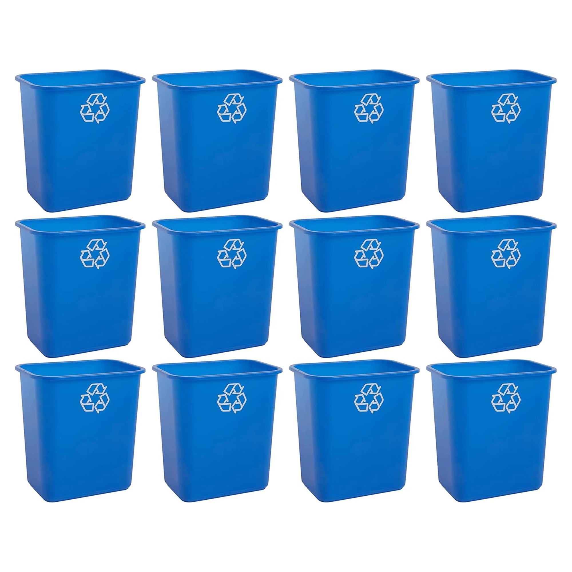 Blue 7-Gallon Plastic Recycling Waste Basket