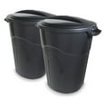 thumbnail image 1 of United Solutions 2 Pack 32 Gal Outdoor Garbage Bins, Lids, Handles, Black, 1 of 7