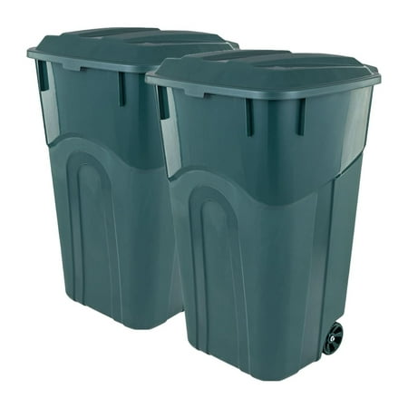 United Solutions 2 Pack 32 Gal Outdoor Garbage Trash Can ECOSolution, Green