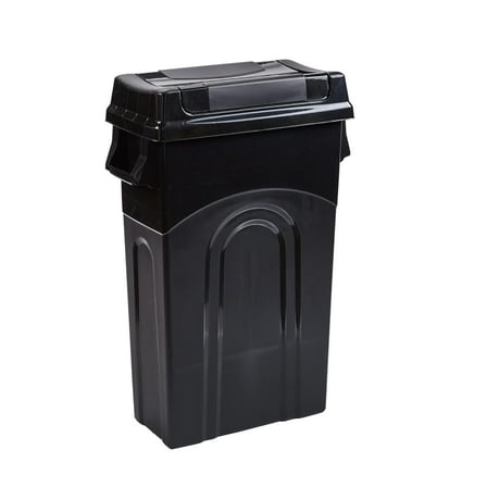 United Solutions 23 Gallon Highboy Waste Container with Swing Lid, Black