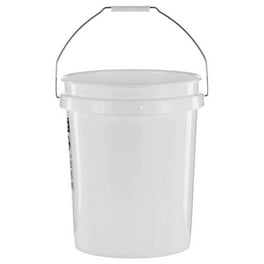 5 Gallon White Plastic Bucket Only - Durable 90 Mil All Purpose Pail - Food Grade Buckets No Lids Included - Contains No BPA Plastic - Recyclable 
