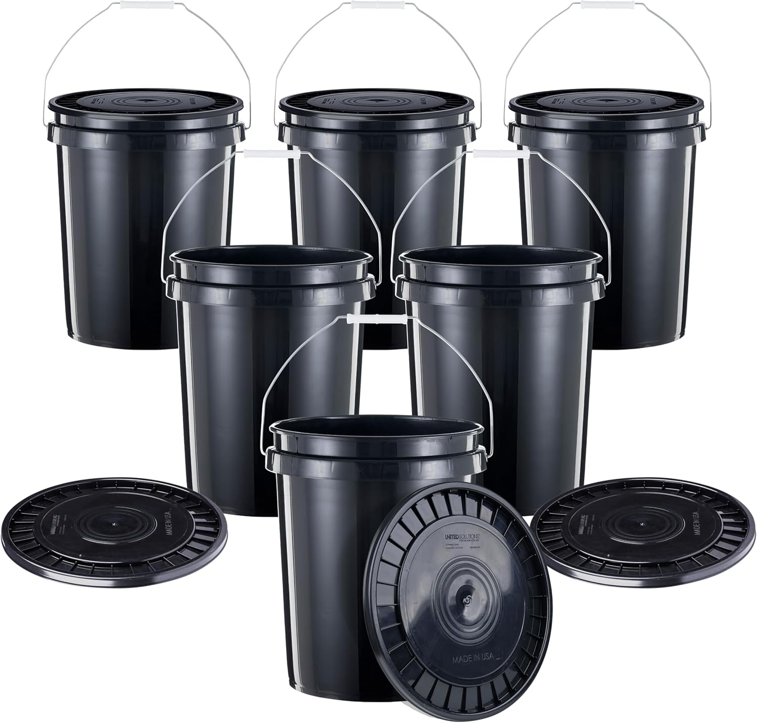 United Solutions Black 5-gal Bucket 6 Pack with Lids - Walmart.com