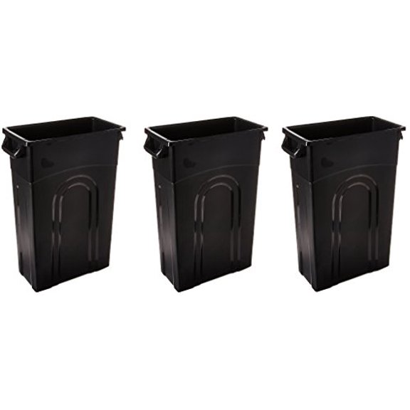 United Solutions TI0032 Highboy Waste Container In Black, 23 Gallon, Slim Fit Wastebasket (3-Pack)