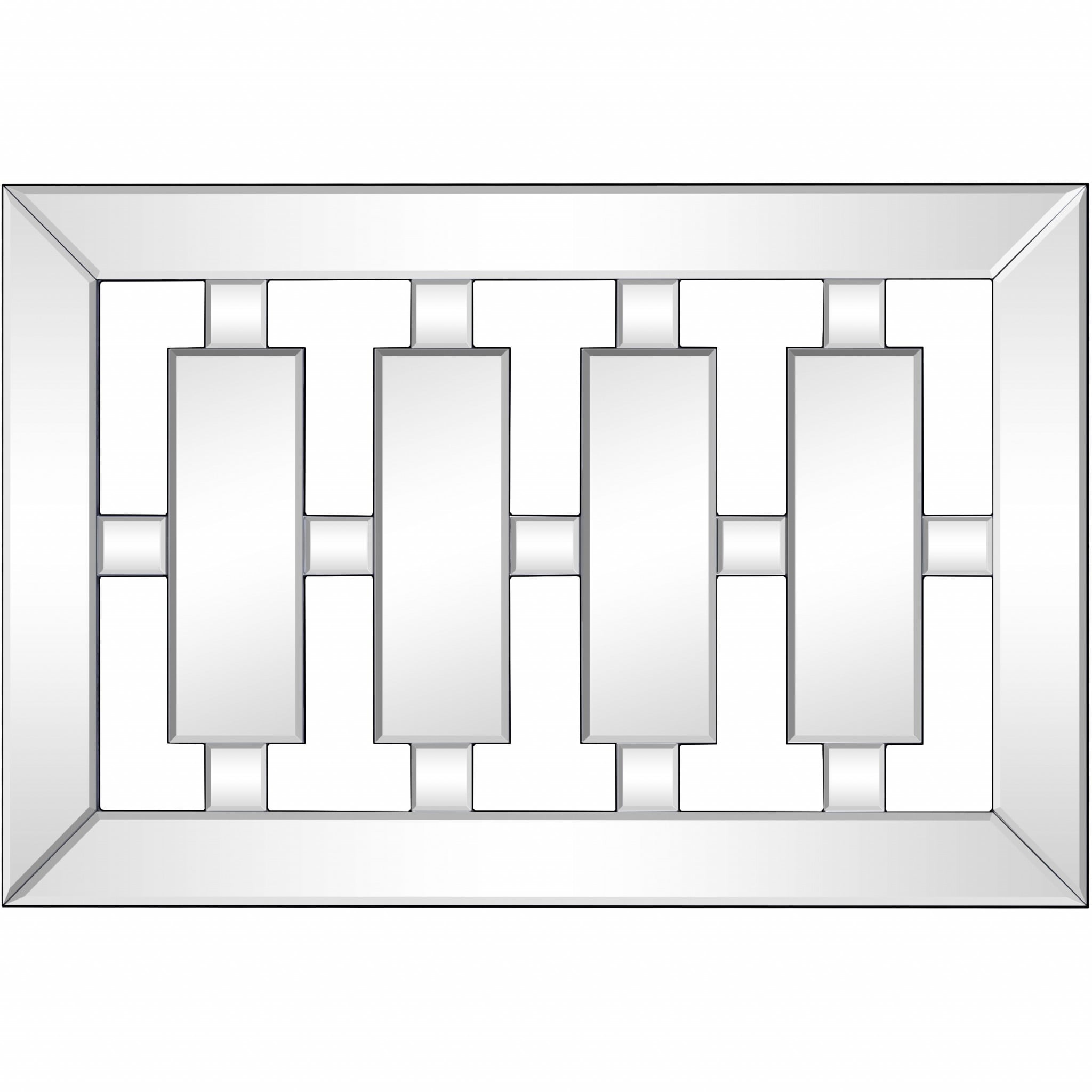 Silver Rectangular Full Length Wall Mirror with Inlaid Design
