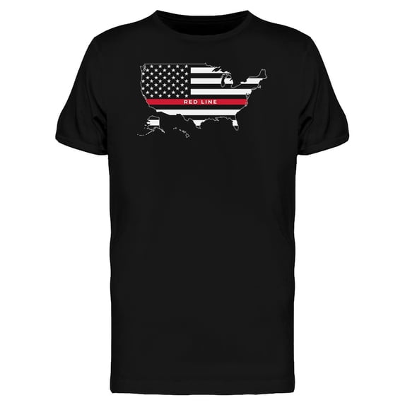 United Stares Red Line T-Shirt Men -Image by Shutterstock, Male 3X-Large