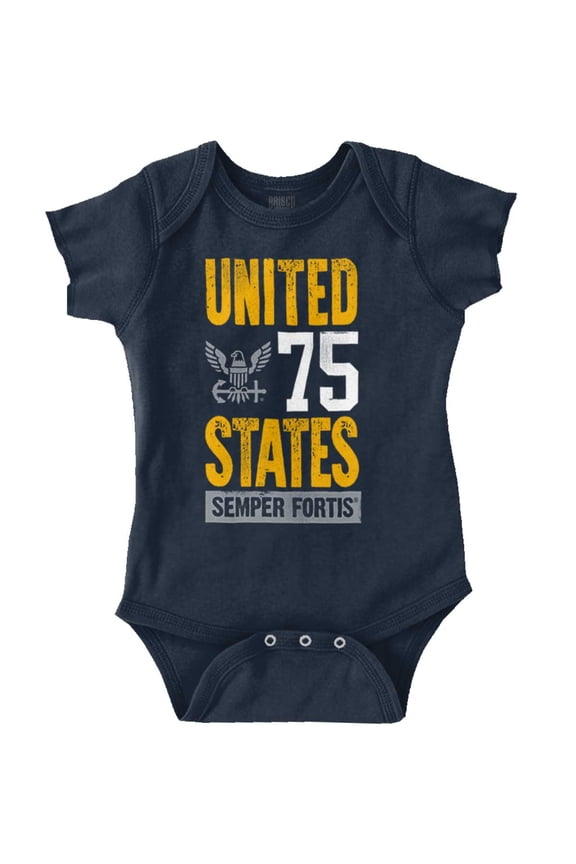 United State Navy Logo Semper Fortis Romper Boys or Girls Infant Baby Brisco Brands 12M
