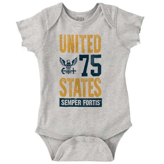 United State Navy Logo Semper Fortis Romper Boys or Girls Infant Baby Brisco Brands 12M