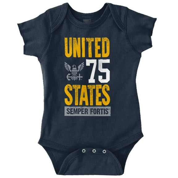 United State Navy Logo Semper Fortis Romper Boys or Girls Infant Baby Brisco Brands 6M