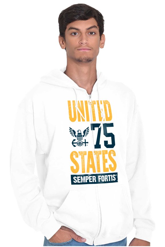 United State Navy Logo Semper Fortis Unisex Plus Size Zip Hoodie Brisco Brands 2X