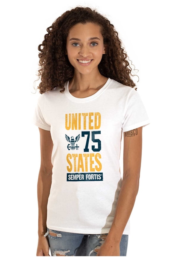United State Navy Logo Semper Fortis Women's T Shirt Ladies Tee Brisco Brands X