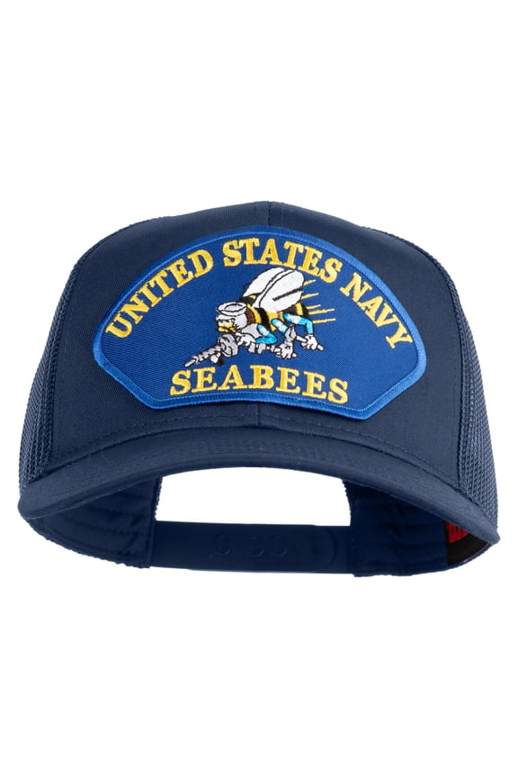 United State Navy Seabees Blue Patched Solid Cotton Twill Mesh Prostyle Cap - Navy OSFM