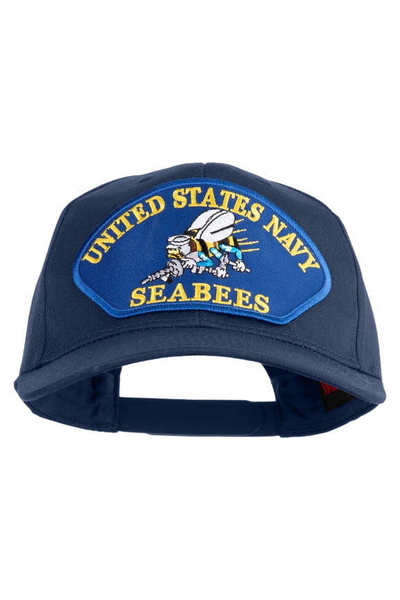 United State Navy Seabees Blue Patched Solid Cotton Twill Pro Style Cap - Navy OSFM