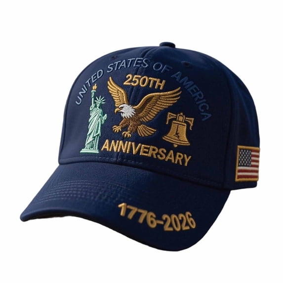 United States 250 Anniversary USA Hat, 1776-2026 Adjustable Embroidered Patriotic Hats 250 American Hat