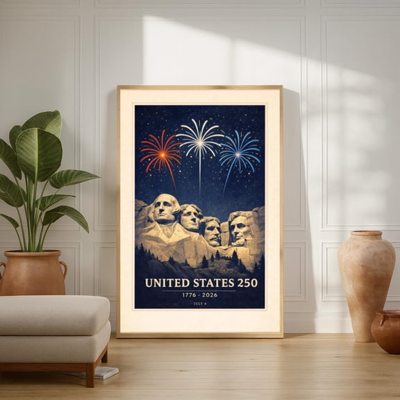 United States 250 Mount Rushmore Fireworks 1776 Diwnload Poster Wall Art Print