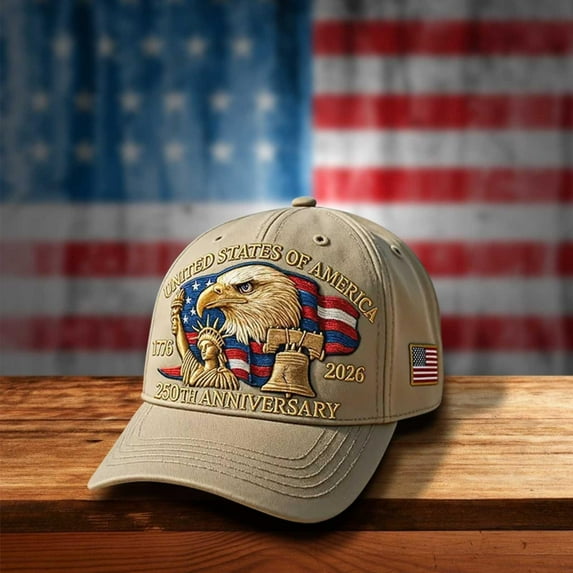 United States 250th Anniversary Active Hat, Patriotic Adjustable Baseball Cap for Men and Women, Heritage Style for Cycling, Jogging, and Weekend Outdoor Fun[printed], FAJHHA | A, Beige