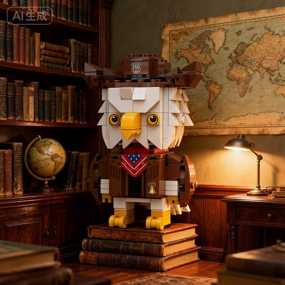 United States 250th Anniversary Bald Eagle Building Block Set,Collectible Display Brick Figures with Patriotic USA Themed Outfits,Perfect 4th of July & Home Decor Gift