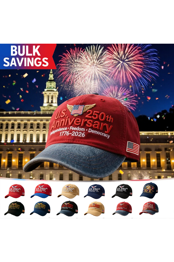 United States 250th Anniversary Baseball Hat Adjustable Vintage Washed Patriotic Cap with Flag and Liberty Design, Celebrate USA 250 Years