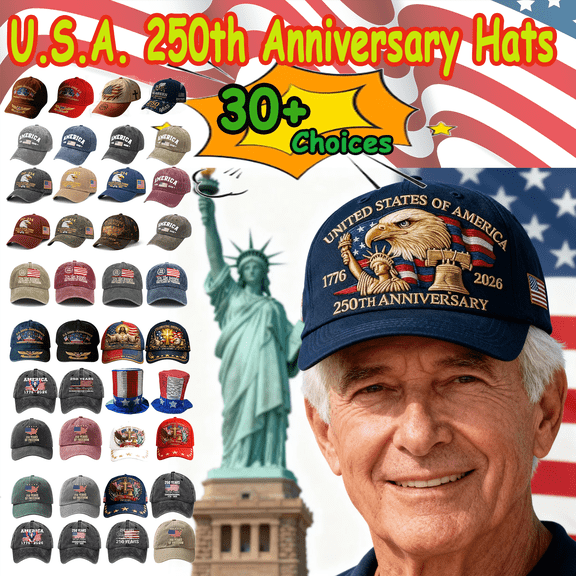 United States 250th Anniversary Baseball Hat, USA 250 Year Patriotic Commemorative Cap with Bald Eagle and Flag Design, Adjustable Hat for Men Women Holiday Celebration and Gift, YISHFHP