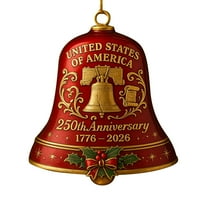 United States 250th Anniversary Bell Ornament 3D Metal Christmas Gold Commemorative Doorbell Handmade Guardian Bell Enamel Crafted Detailing Patriotic Decor Home Garden