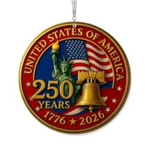 United States 250th Anniversary Bell Ornament, Detailed Collector's Keepsake, Patriotic Christmas Tree Decoration, Heritage Display Ornament, Liberty Tribute, Shadow Boxes and Holiday Decor(1pc)