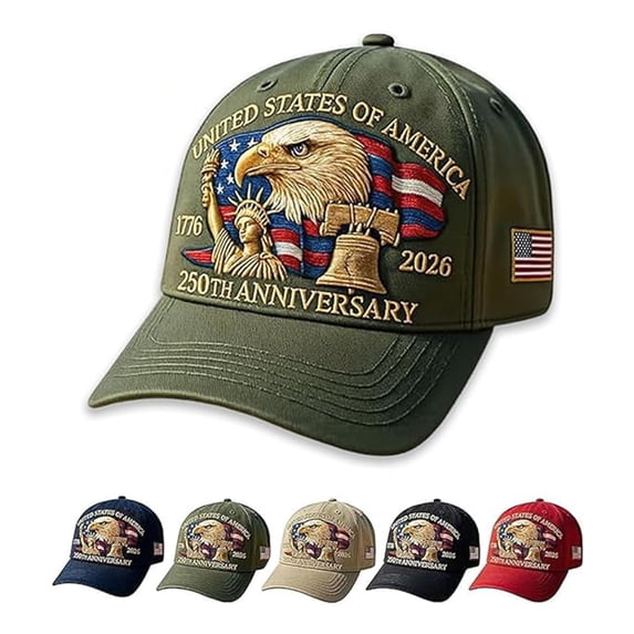 United States 250th Anniversary Celebration Hat, Adjustable Retro Bald Eagle Patriotic Cap for Men Women
