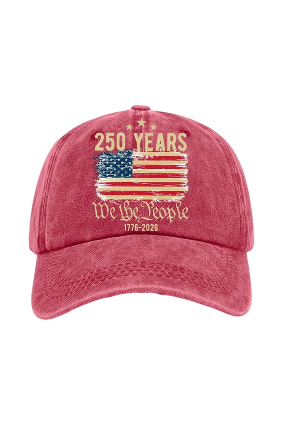 United States 250th Anniversary Commemorative Cap Unisex Adjustable Embroidered Print Patriotic Theme Baseball Cap,Red