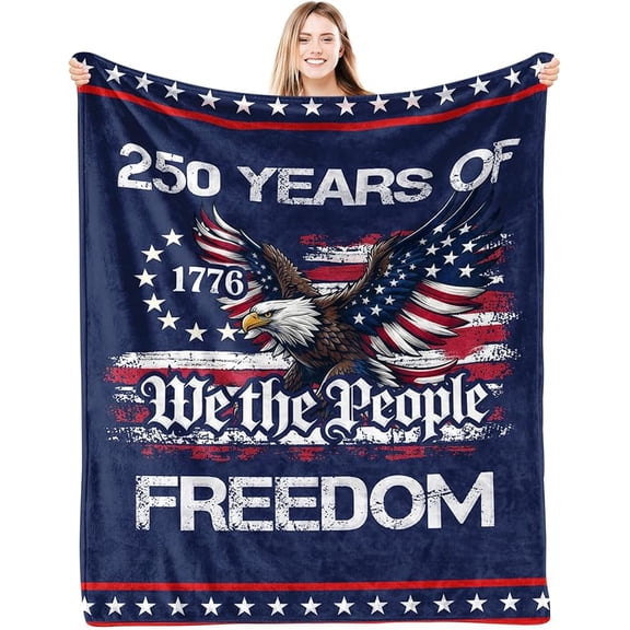 United States 250th Anniversary Decoration, 250th America Birthday Blanket, 250 Years Patriotic Throw Blankets for Sofa Couch Room Bed, Commemorative Independence Gift, 1776-2026