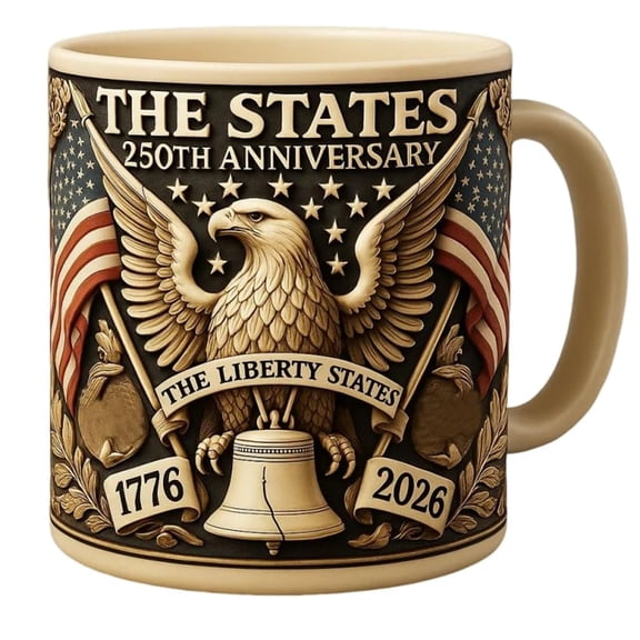 United States 250th Anniversary Eagle Map Heritage Ceramic Mug, 1776-2026 United States Map Flag Mug