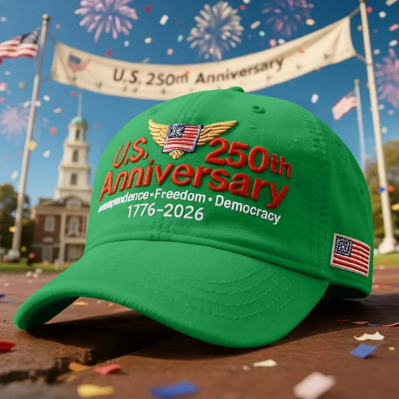 United States 250th Anniversary Everyday Hat, Patriotic Adjustable Baseball Cap for Men and Women, Heritage Style for Collectors, Fashion, and Daily Use[embroidered], FAJHHA | Green