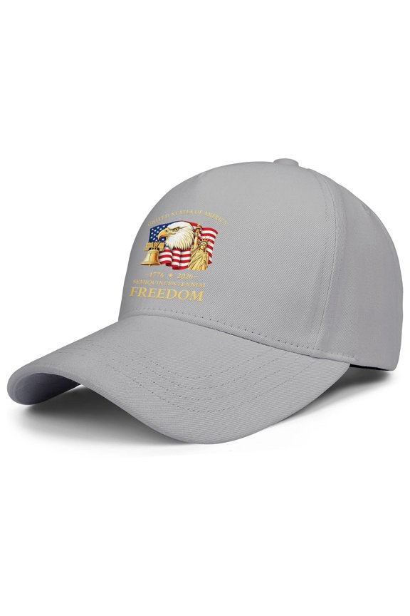 United States 250th Anniversary Grey Baseball Cap with Lightweight Construction and Printed Patriotic Graphics for Daily Wear