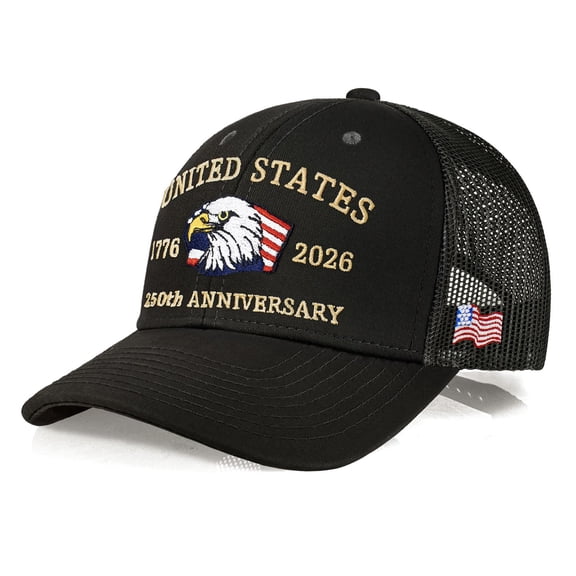United States 250th Anniversary Hat 1776-2026 Adjustable Embroidered Patriotic Trucker Baseball Cap