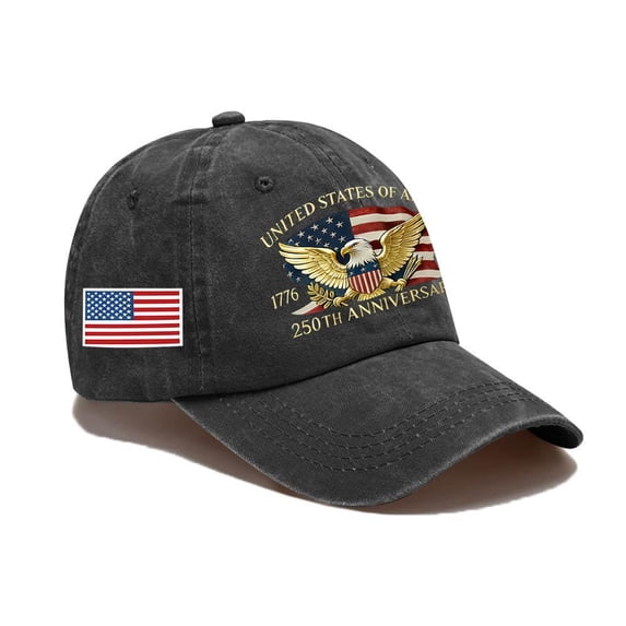 United States 250th Anniversary Hat,1776-2026 Eagle Embroidery Patriotic Baseball Cap,250 Anniversary USA Hat for Men Women, A Dark Gray