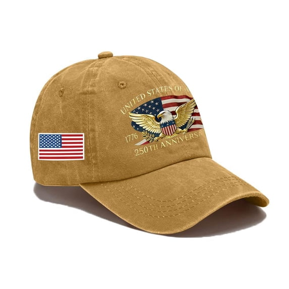 United States 250th Anniversary Hat,1776-2026 Eagle Embroidery Patriotic Baseball Cap,250 Anniversary USA Hat for Men Women, A Ginger