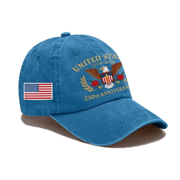 United States 250th Anniversary Hat,1776-2026 Eagle Embroidery Patriotic Baseball Cap,250 Anniversary USA Hat for Men Women, D Royal Blue