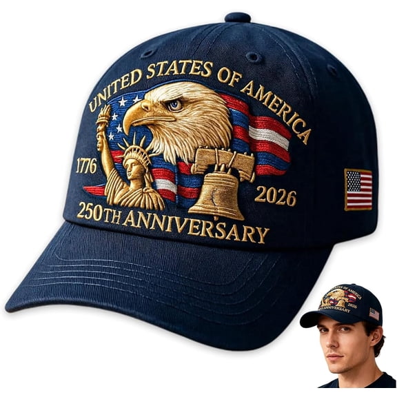 United States 250th Anniversary Hat - Adjustable Bald Eagle Embroidered Baseball Cap for Men and Women