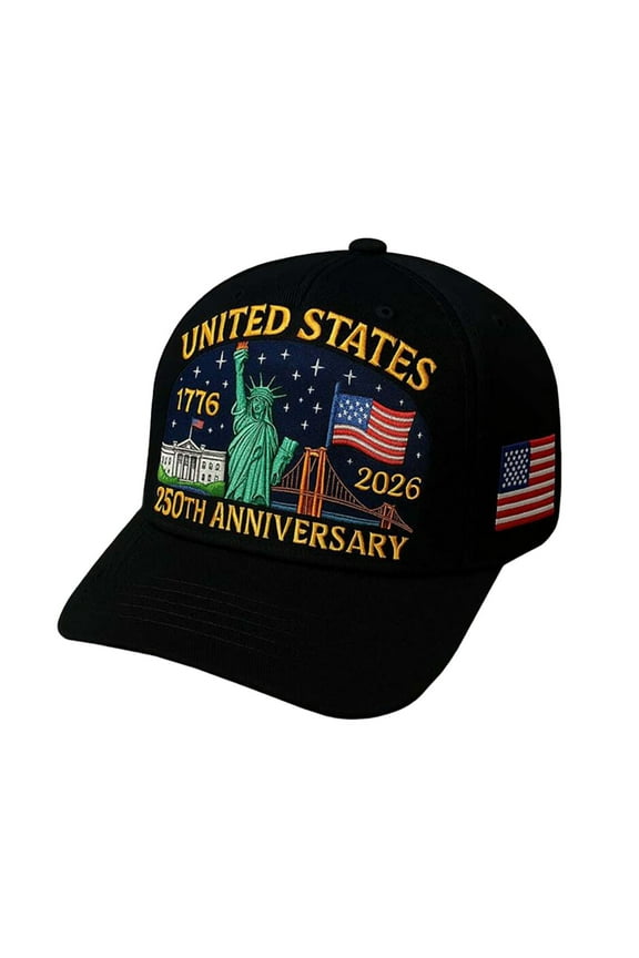 United States 250th Anniversary Hat - Adjustable Bald Eagle Printed Patriotic Baseball Cap for Men & Women, Multi-Use(Black)
