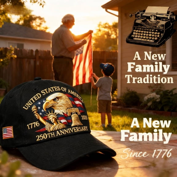 United States 250th Anniversary Hat Adjustable Patriotic Baseball Cap Stylish Collectible and Holiday Gift to Celebrate 250 Years of Freedom and Liberty (eagle Print), Black