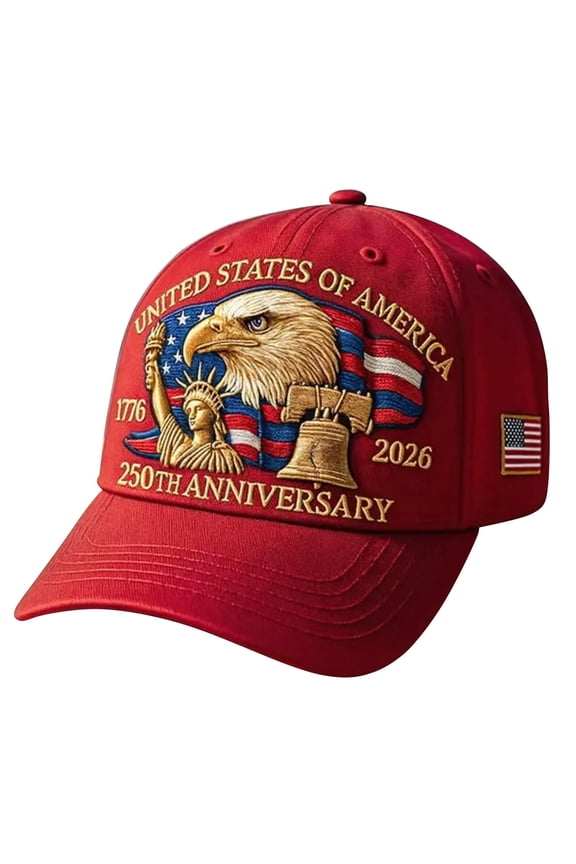 TELOLY United States 250th Anniversary Hat, Retro Washed Patriotic Baseball Cap with Bald Eagle, Adjustable Commemorative 1776-2026 Freedom Headwear for Men Women, Red