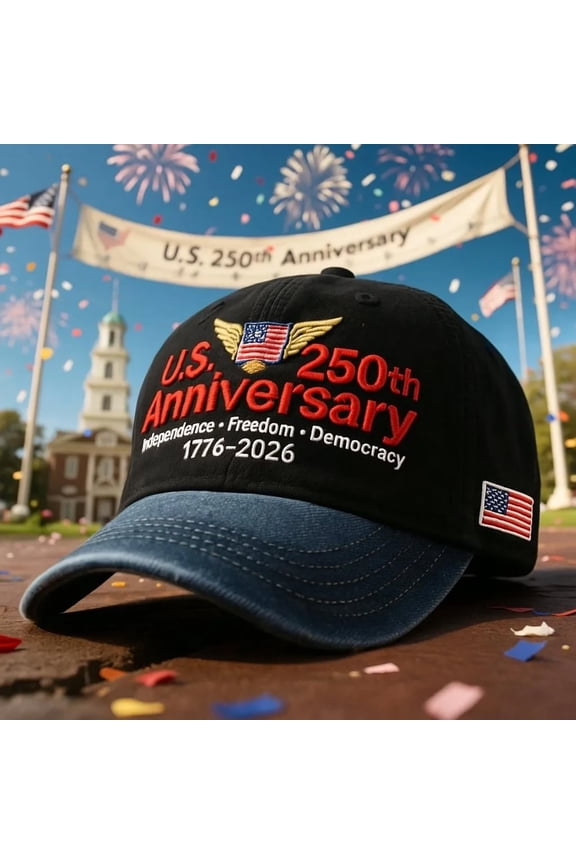 United States 250th Anniversary Hat, Adjustable Retro Washed Patriotic Duckbill Cap, Marine Corps Edition, USA Victory Flag Accent Hat, Made in USA, Celebrate 250 Years of American Freedom