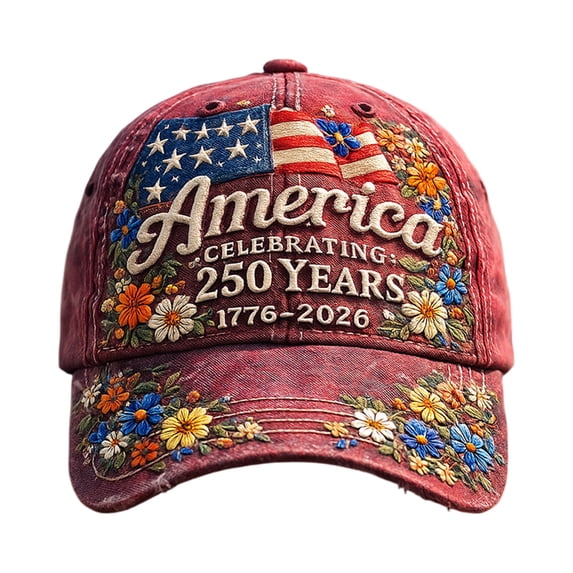 United States 250th Anniversary Hat Anniversary USA Hat Bald Embroidery Patriotic Baseball Cap,E