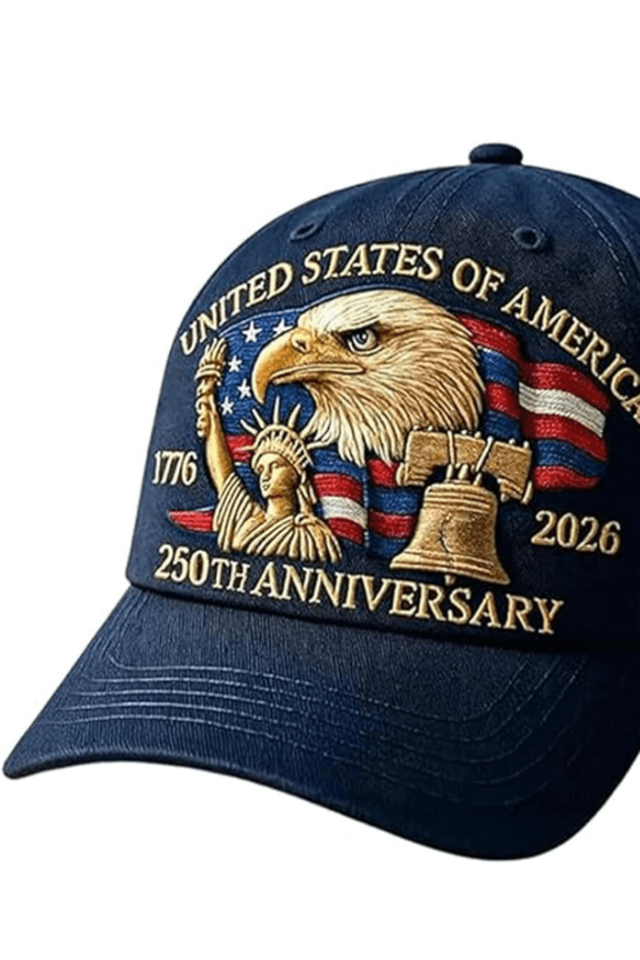 United States 250th Anniversary Hat, Embroidered American Bald Eagle, Statue of Liberty & Liberty Bell Design Hats